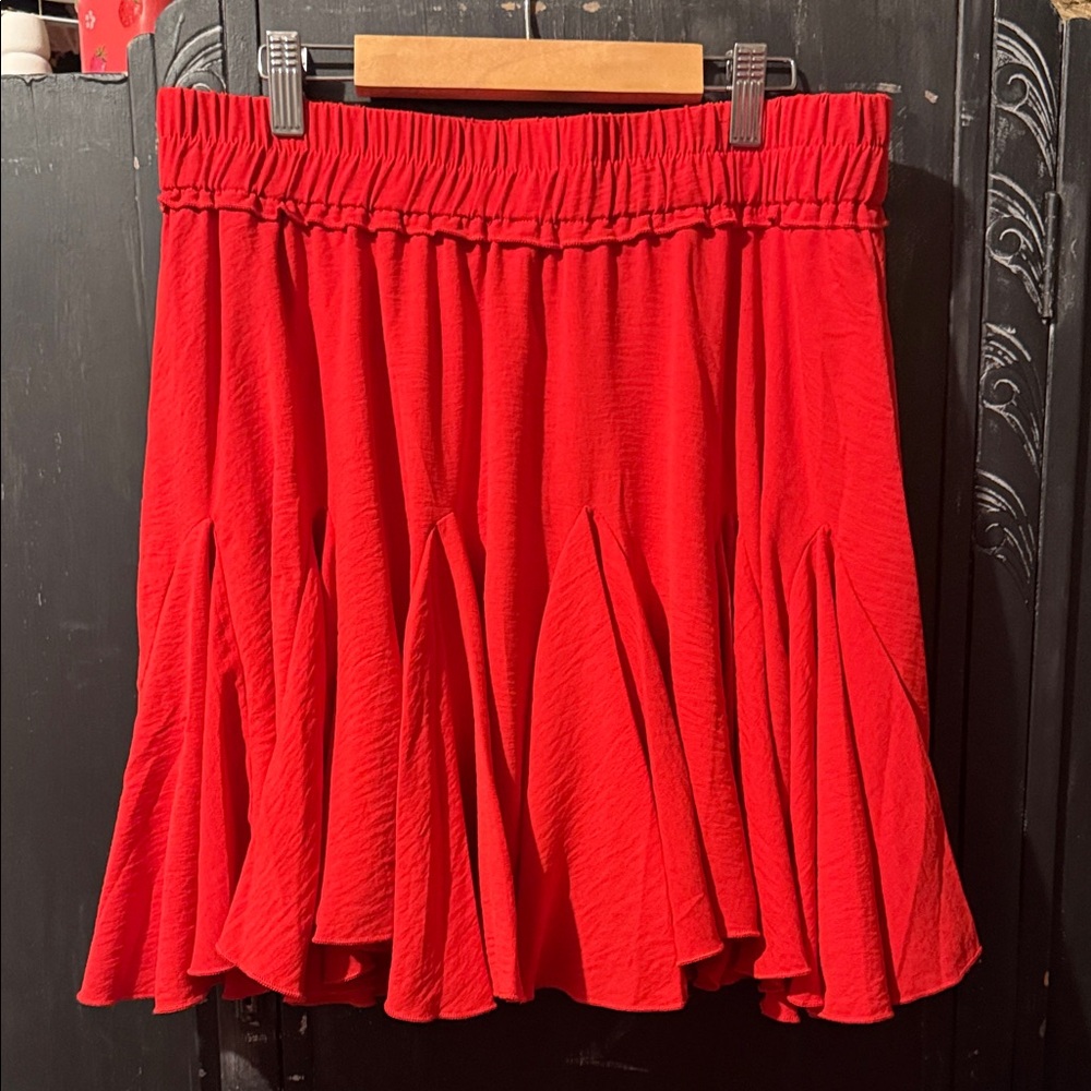 ODDY Bright Red Skater Skirt